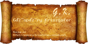 Gáspáry Krisztofer névjegykártya