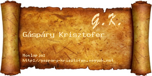 Gáspáry Krisztofer névjegykártya